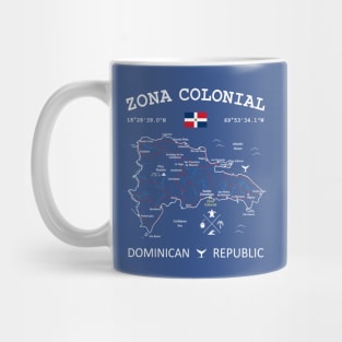 Zona Colonial Dominican Republic Flag Travel Map Coordinates GPS Mug